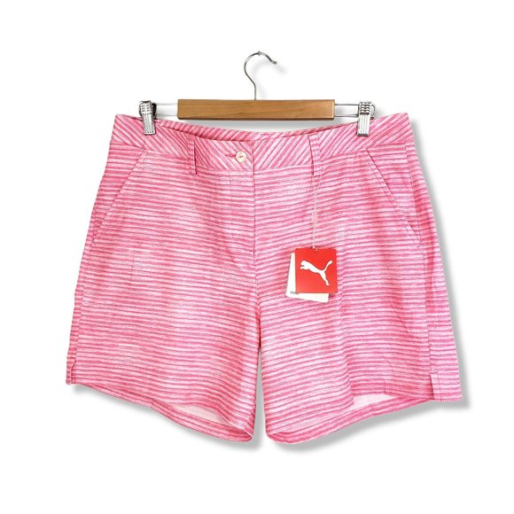 Puma "Shocking Pink" Streaked Athletic Moisture Wicking Shorts Size 14 NWT - Picture 1 of 7
